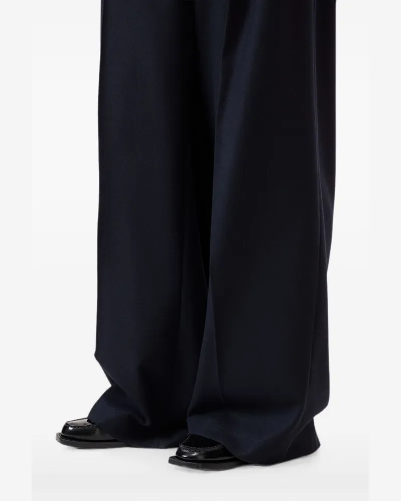 Closed Wide-Leg Drawstring Trousers — Navy Navy