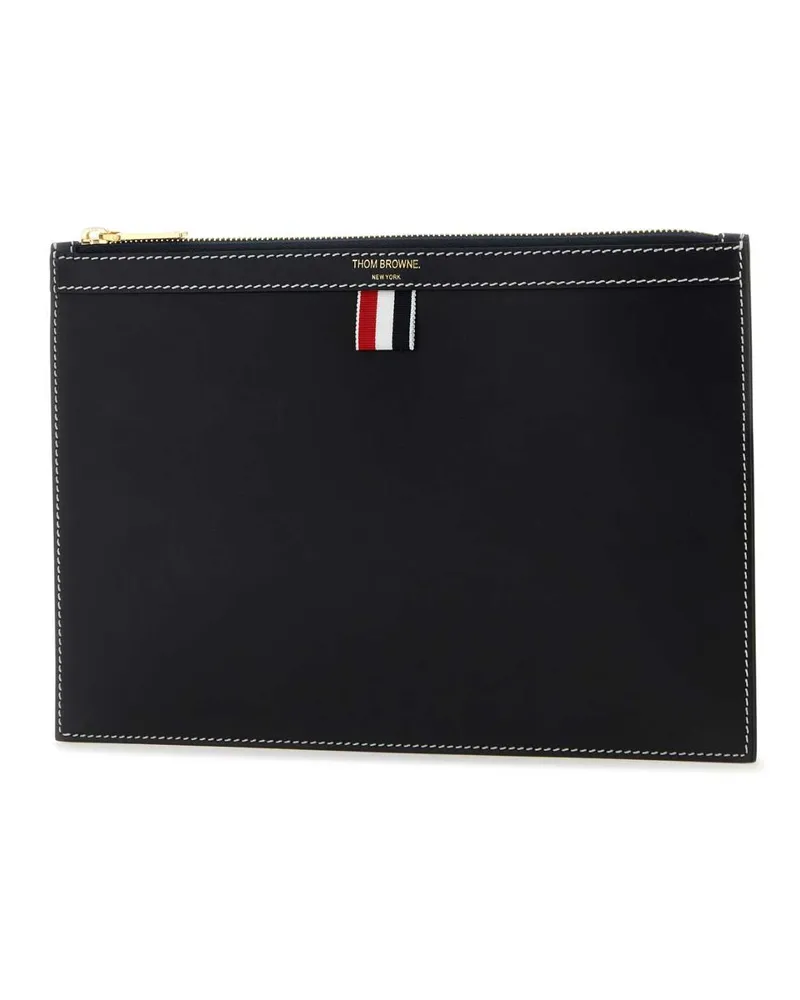 Thom Browne Men's Midnight Blue Leather Document Case Navy Portafogli Navy