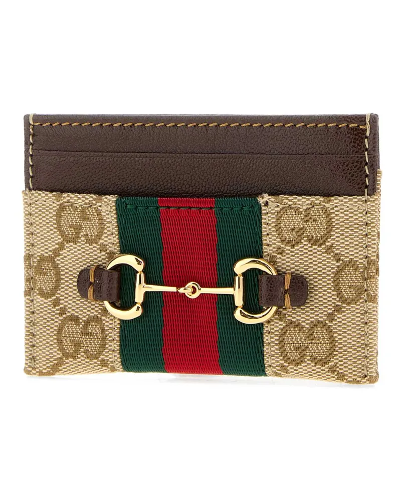 Gucci Women's Gg Fabric Card Holder Vintsanddkbrovrv Portafogli Wallet Beige