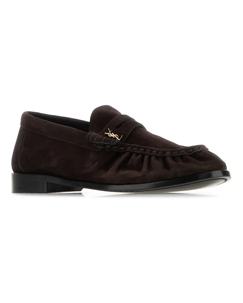 Saint Laurent Women's Dark Brown Suede Le Loafer Loafers Tmoro Mocassini Brown
