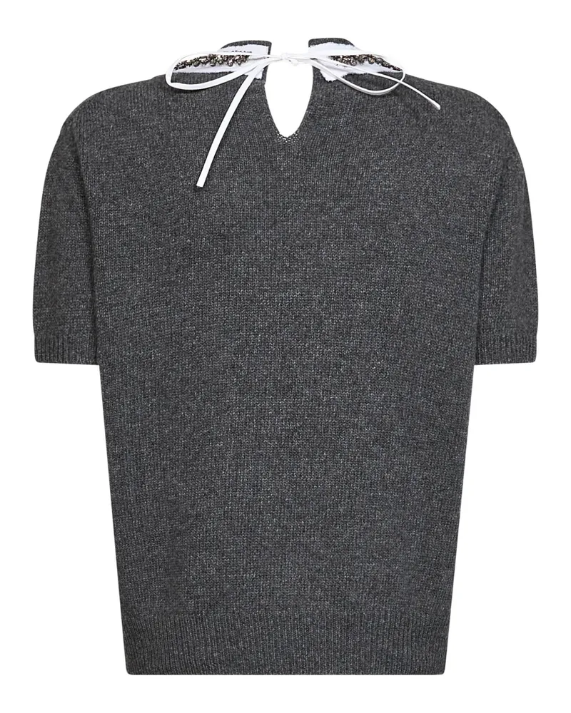 Prada Women's Wool Knit Sweater Slate Grey Gray