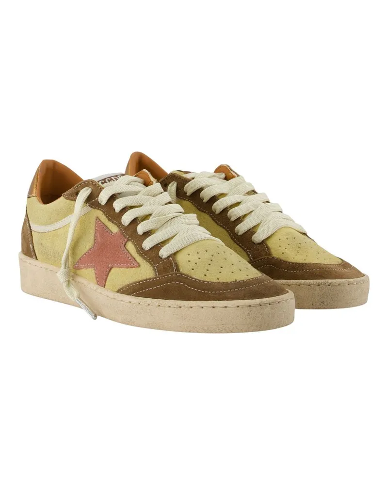 Golden Goose Women's Ball Star Sneakers -  Leather Yellow Calfskin Shoes Yellow