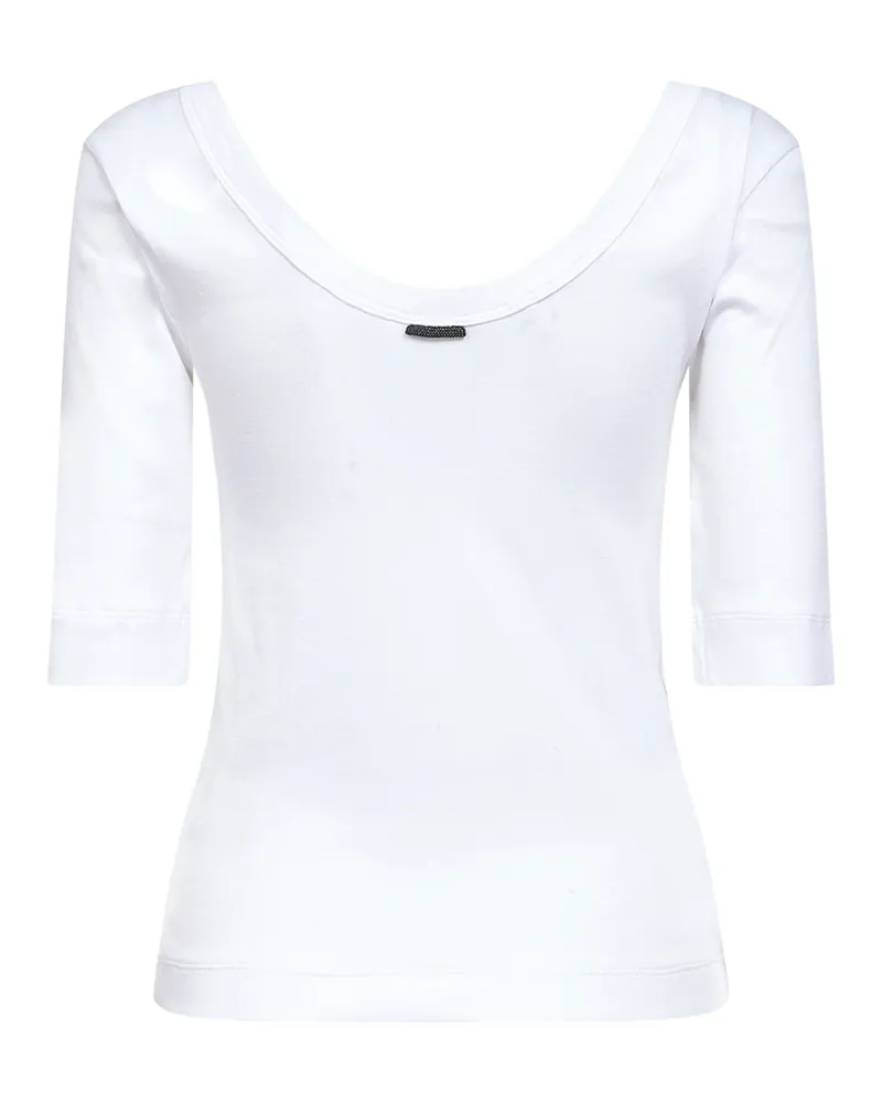 Brunello Cucinelli Women T-Shirt Ribbed Stretch Jersey White Cotton T-Shirts & Jerseys White