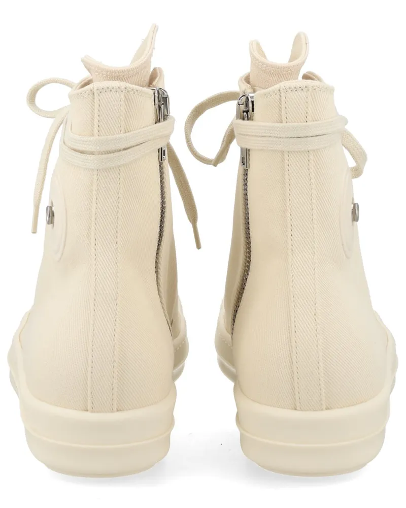 DRKSHDW by Rick Owens High-Top Denim Cotton Sneakers — White White