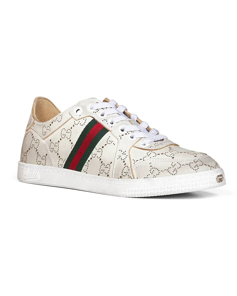 Gucci Women's Low-Top Sneakers Beige Calfskin Trainers Beige
