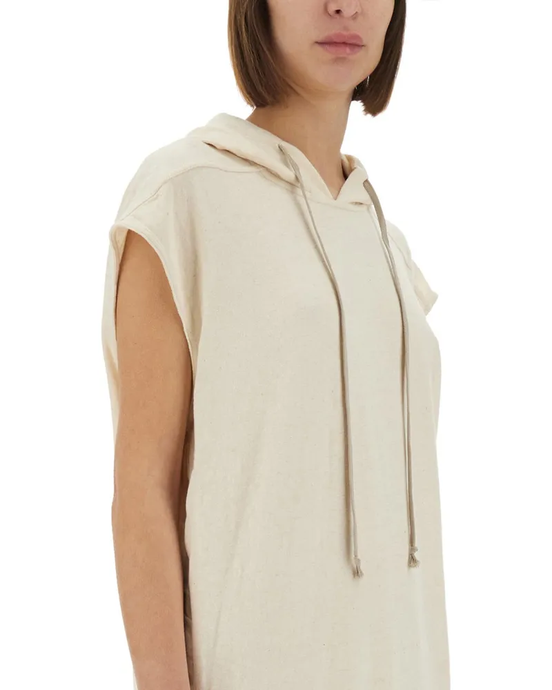 DRKSHDW by Rick Owens Women's Long Dress With Hood Ivory Cotton Ivory