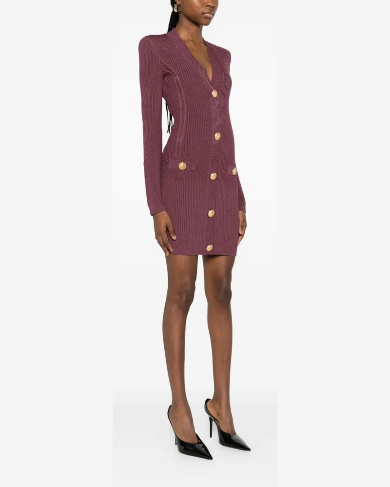 Balmain Ribbed Knit Dress — Mauve Mauve