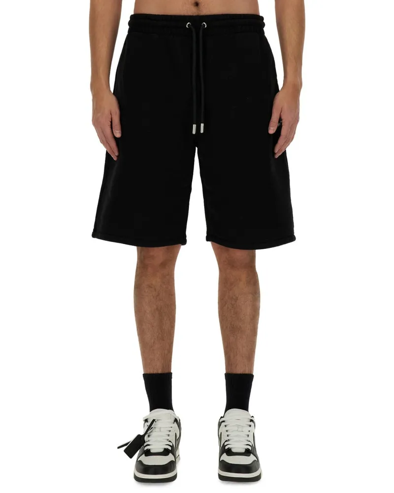 OFF-WHITE Logo-Embroidered Cotton Bermuda Shorts — Black Black
