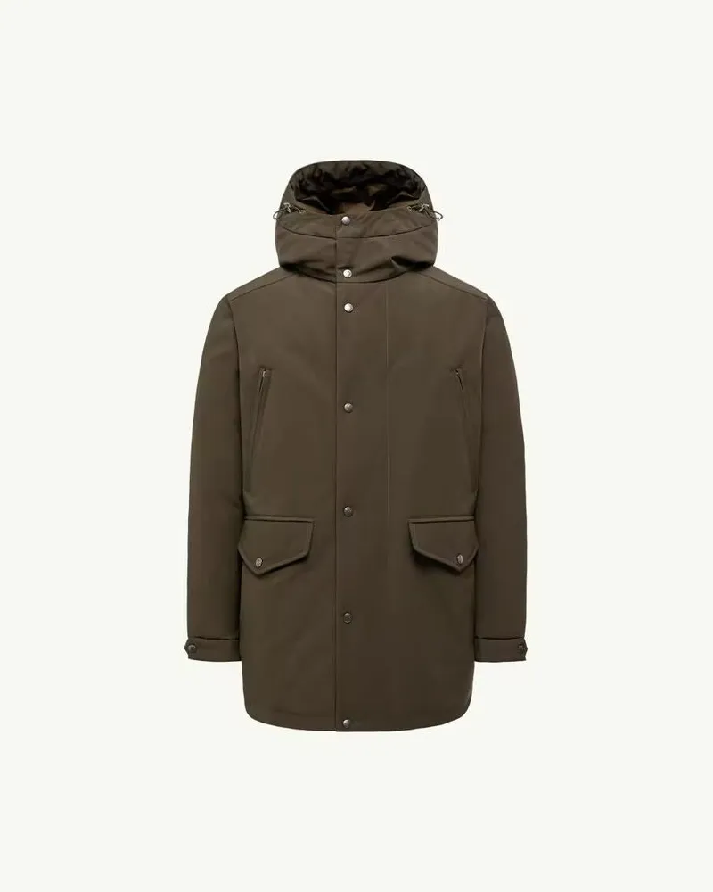 Moncler Hooded Parka Coat — Olive Olive