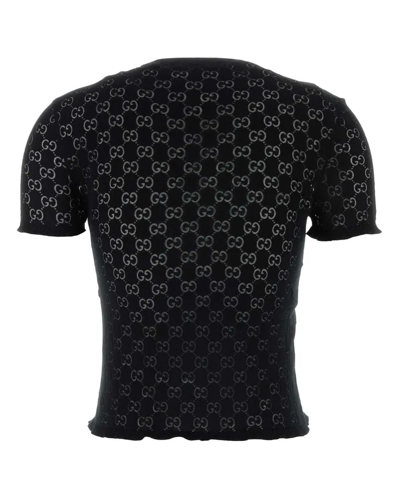 Gucci Women's Black Gg Cotton Blend T-Shirt Exterior: Polyester Maglie Sweater Black