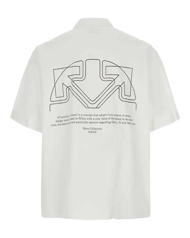OFF-WHITE Men's Long-Sleeved Tech Shirt White Fabric White