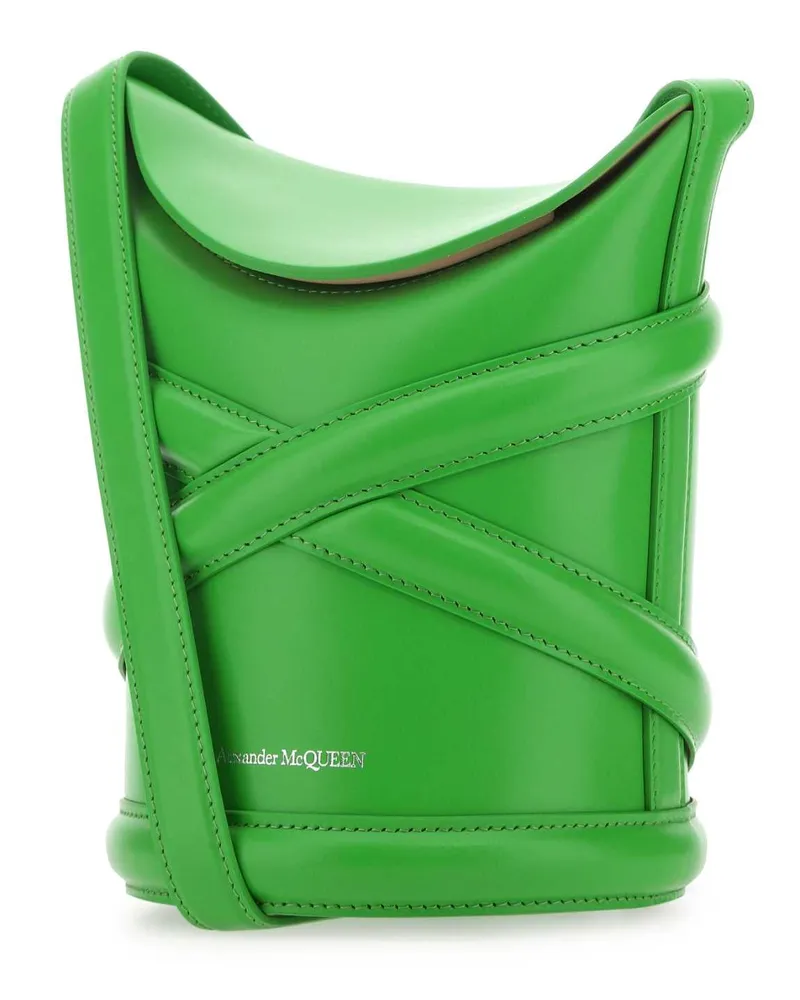 Alexander McQueen Women's Grass Green The Curve Bucket Hat 3800 Borse A Secchiello Bag Green