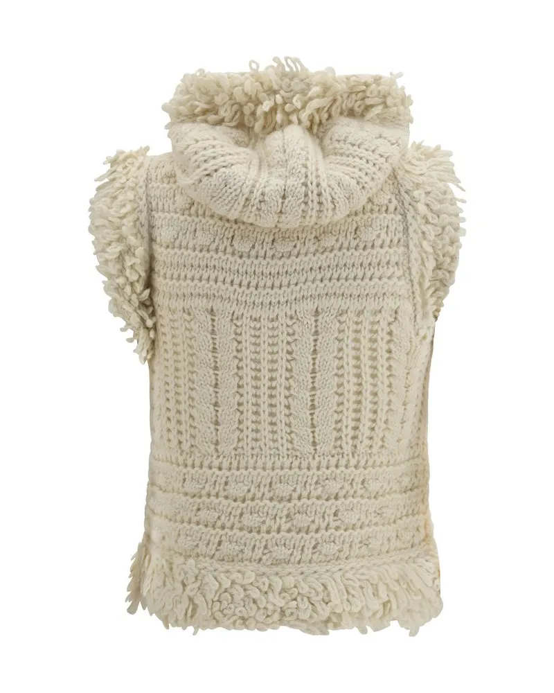 Fendi Wool and Alpaca Cable-Knit Gilet — White White