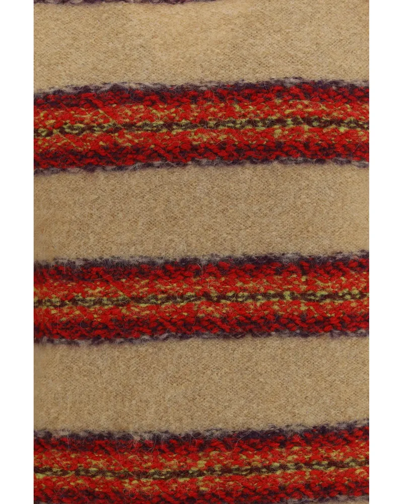 Dries van Noten Men Sweater Vest Striped Ecru Alpaca (vicugna Pacos Beige