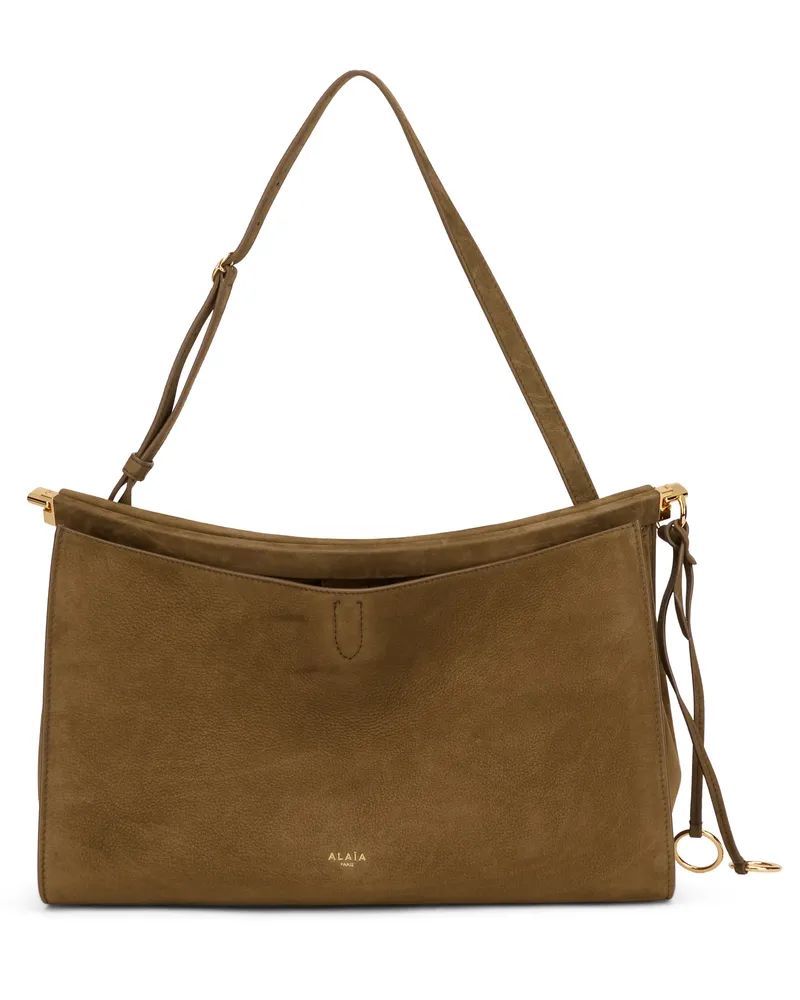 Alaïa Women's Shoulder Bag Le Click Nubuck Brown Calfskin Handbags Hand Brown