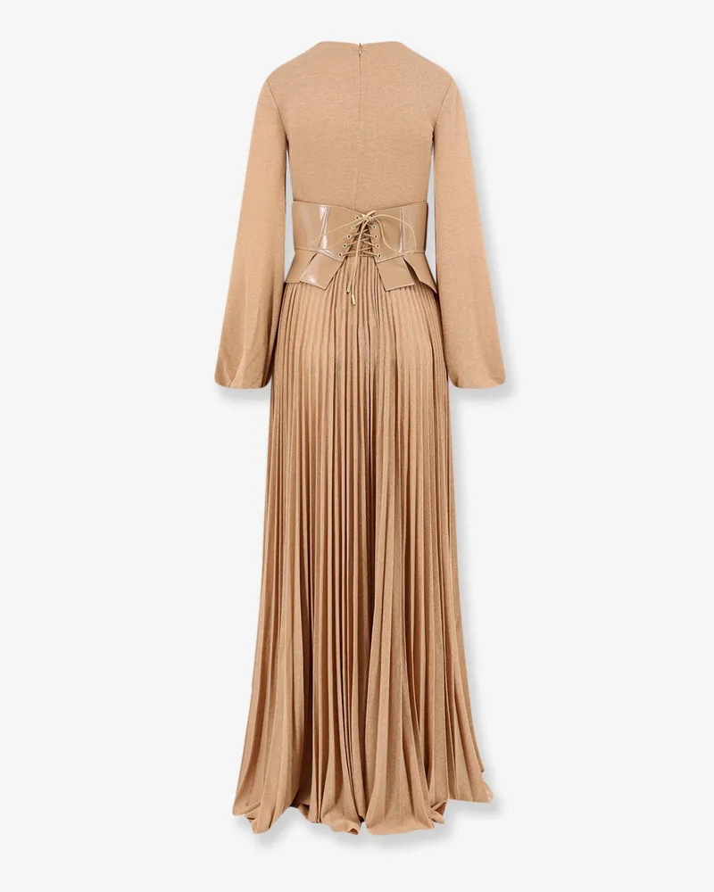 Elisabetta Franchi Women's Red Carpet Corset Dress Beige Viscose Beige