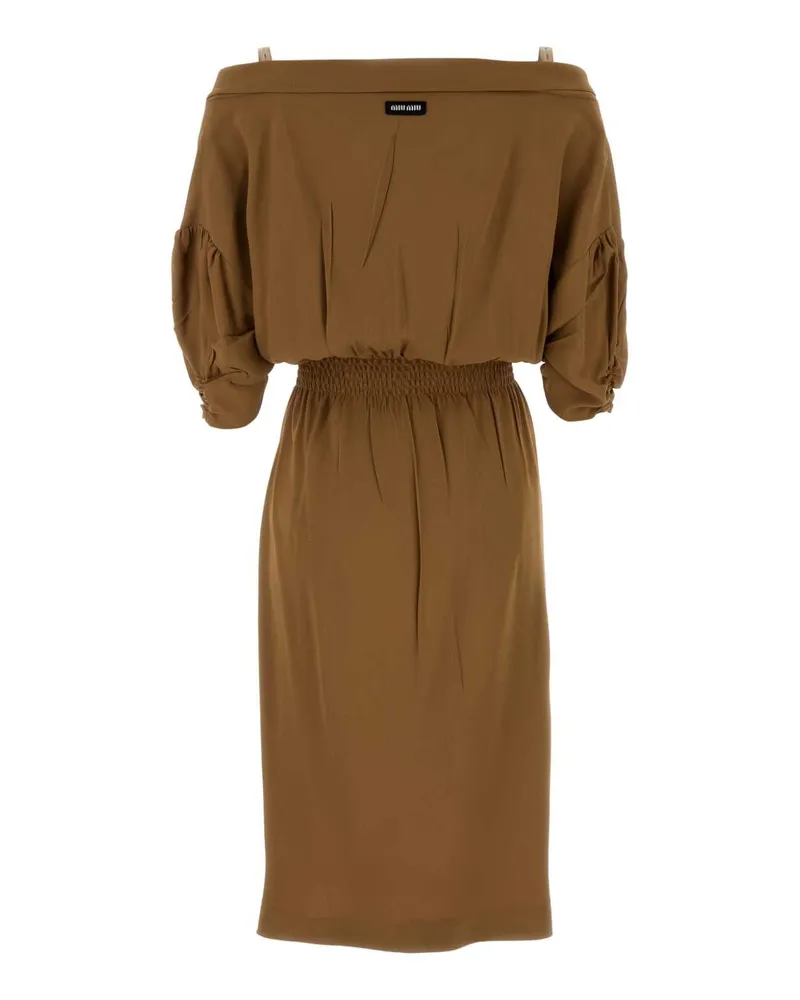 Miu Miu Women's Camel Crepe Dress Cammello Acvi-Trochusniloticus Abiti Beige