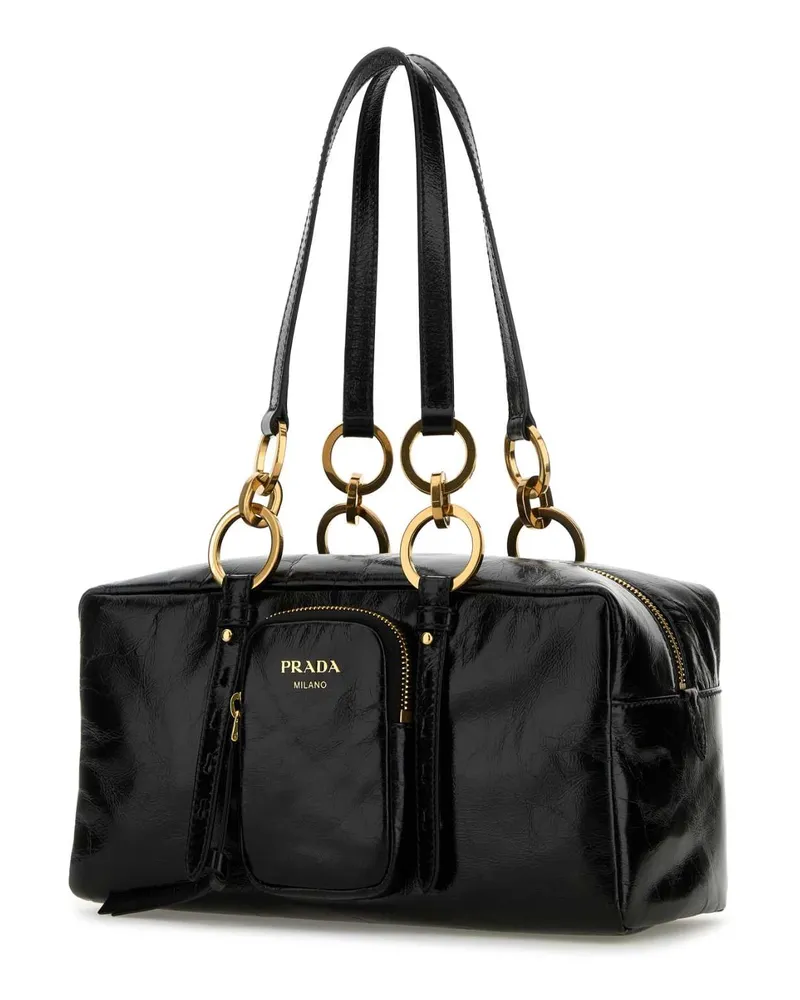 Prada Women's Black Leather Handbag Nero Vitello Borse A Mano Bag Black
