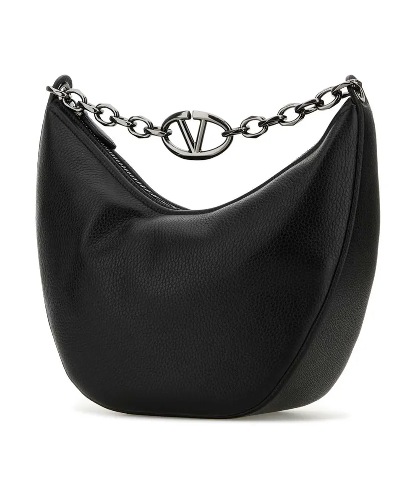 Valentino Garavani Men's Black Leather Hobo Vlogo Moon Shoulder Bag Nero Borse A Mano Black