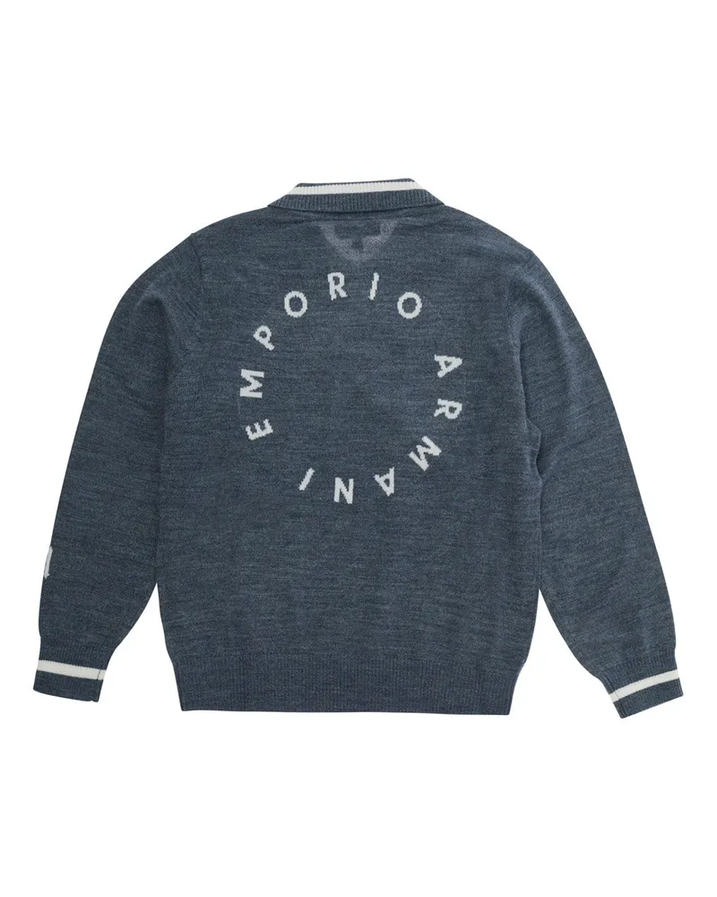 Emporio Armani Logo-Embroidered Tech Fabric Sweater — Gray Gray