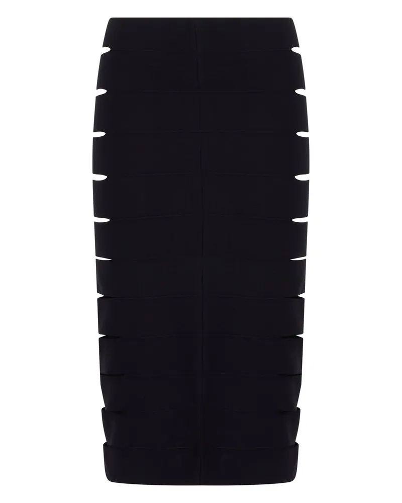 Alaïa Women's Skirt, Midi With Cut-Outs, Black Viscose Black