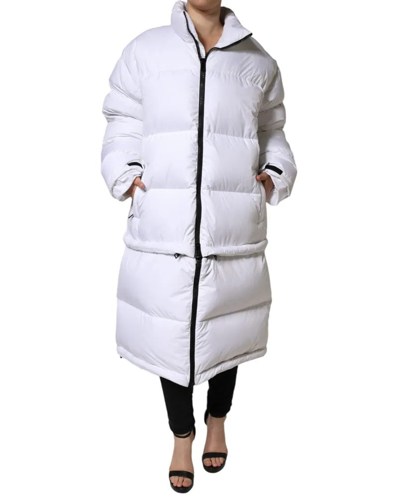 Dolce & Gabbana Women White Puffer Quilted Full Zip Coat Jacket Nylon Clothing White