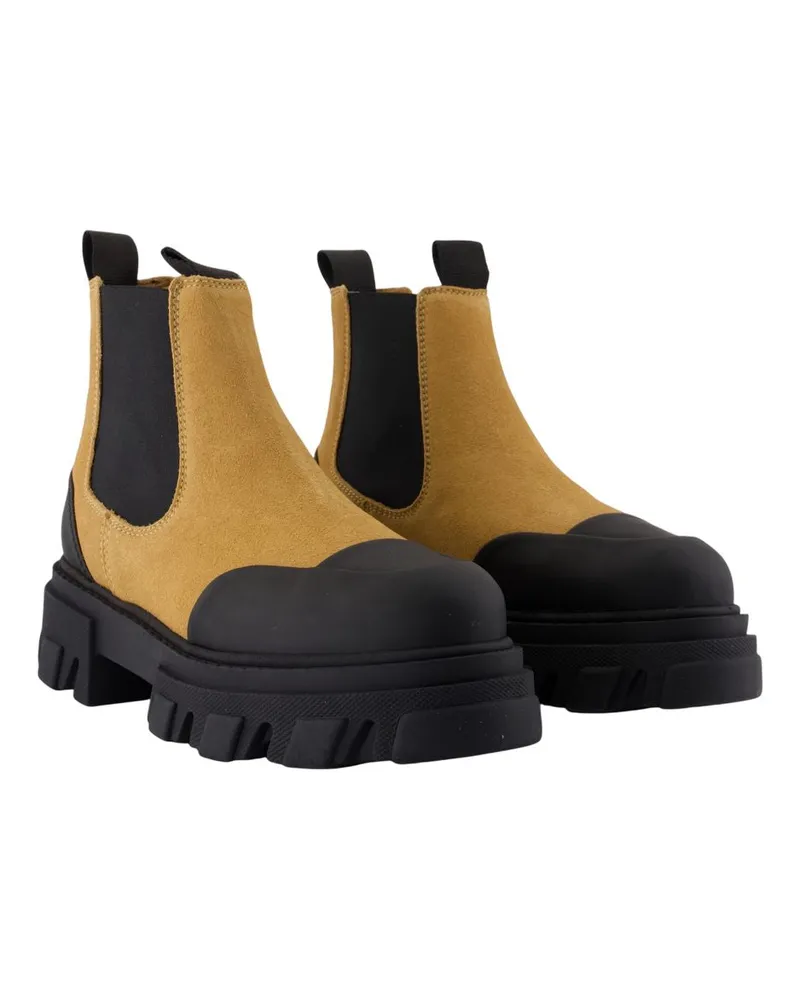Ganni Women's Suede And Rubber-Soled Chelsea Boot Brown Leather Brown