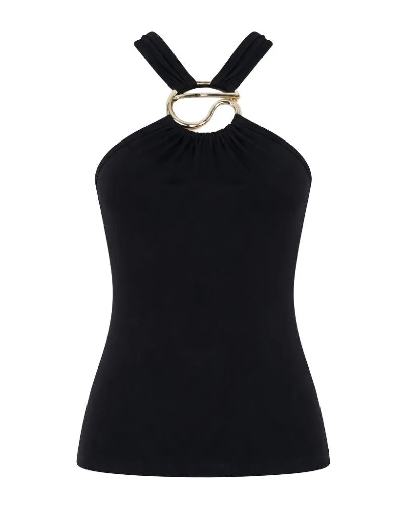 COPERNI Women's Top Halterneck Black Cotton Tops Black