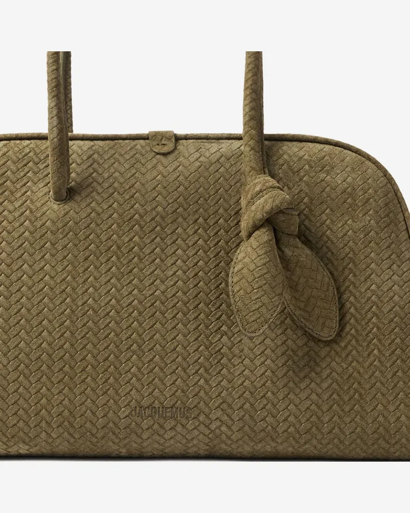 Jacquemus Women's Bowling Bag Khaki Calfskin Leather Handbags Hand Khaki