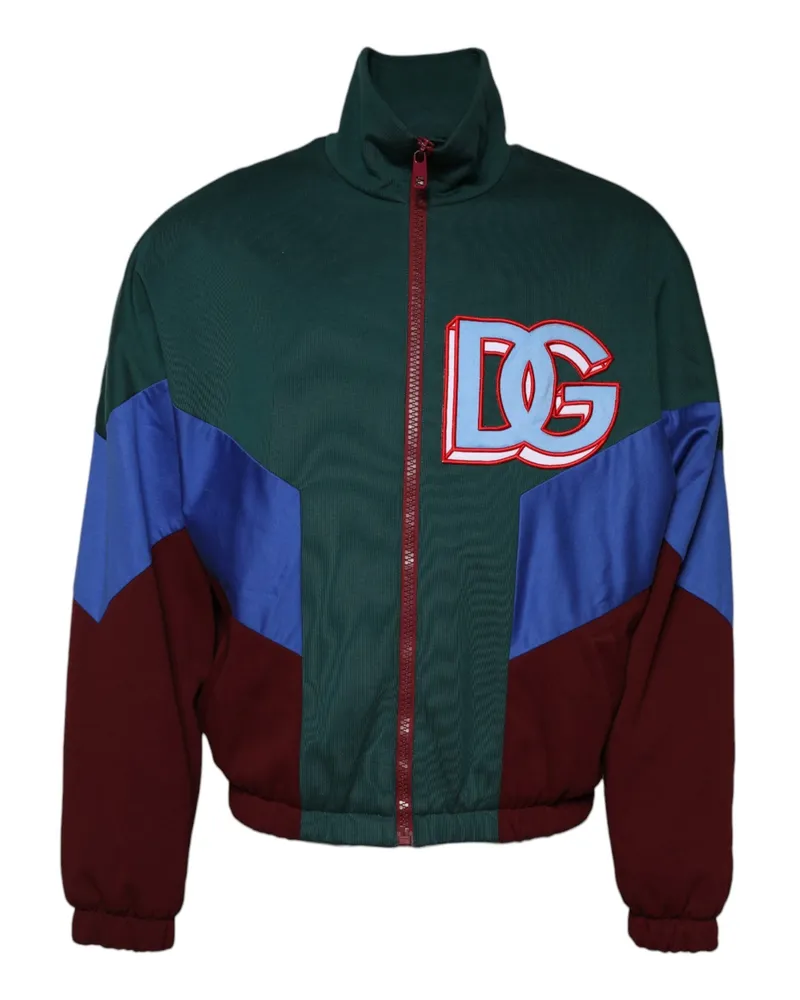Dolce & Gabbana Men Multicolor Cotton Logo Full Zip Jacket Polyester Clothing Green