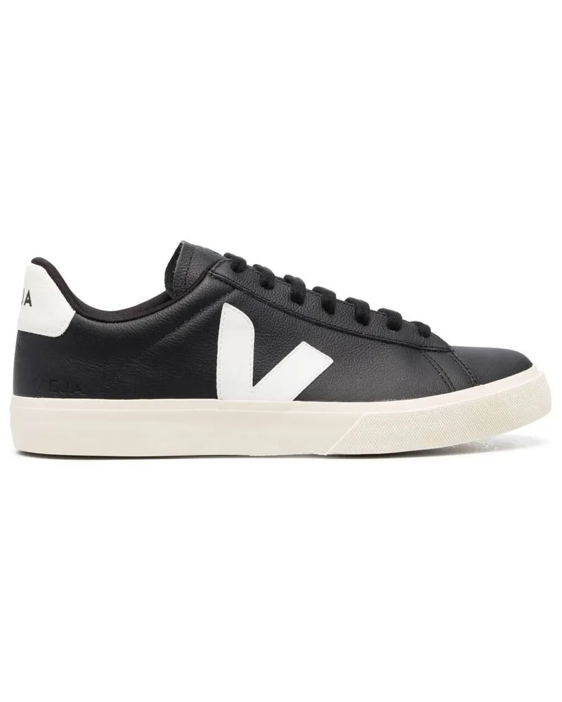 VEJA Unisex Sneaker Campo Black Organic Traced Leather Trainers Black
