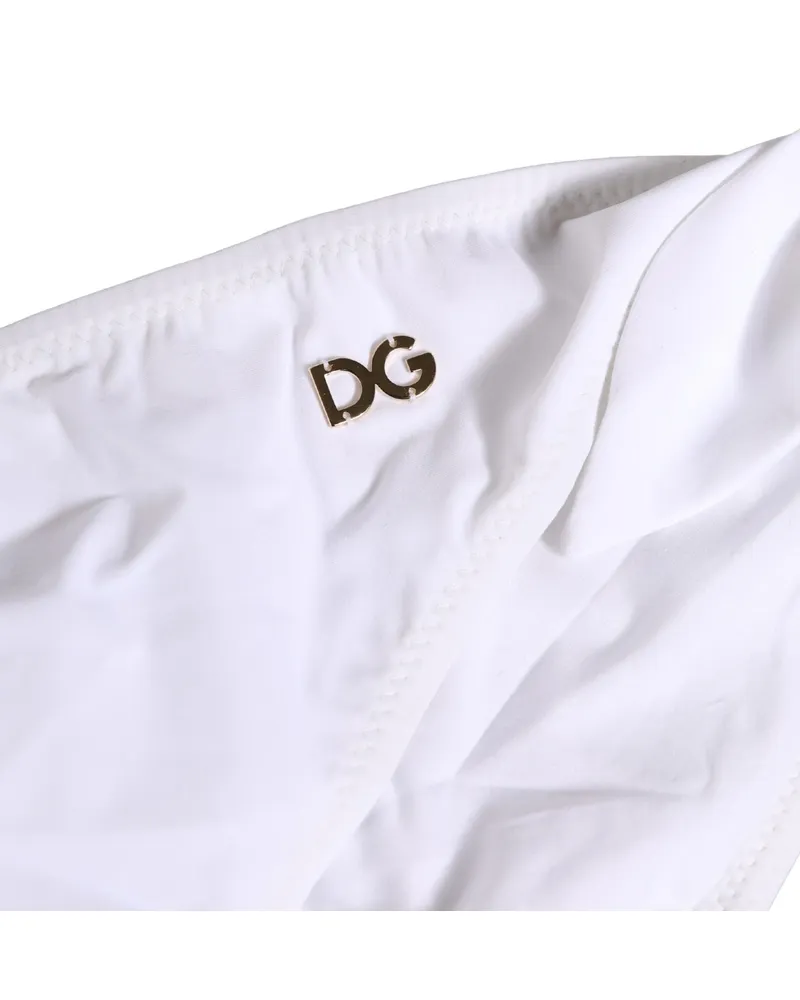 Dolce & Gabbana Women's White Nylon Dg Logo Plaque Bikini Bottom Swimwear Elastane Clothing White