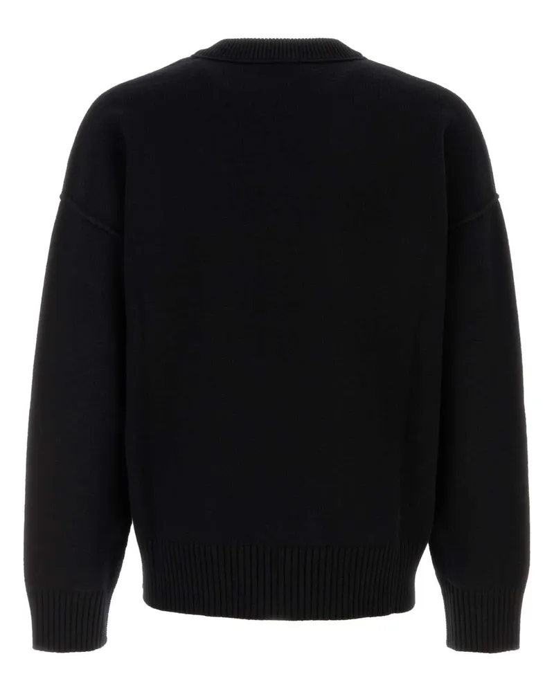 AMI Paris Blackred Exterior: Virgin Wool Maglie Sweater Black
