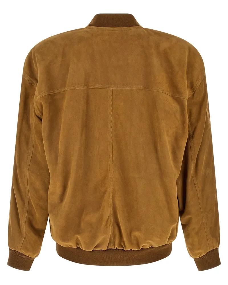 Saint Laurent Suede Bomber Jacket — Caramel Caramel