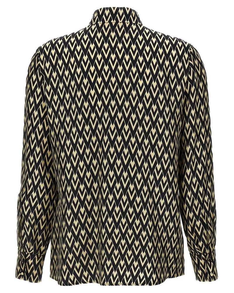 Valentino Garavani Women's Bicolor Silk Blouse Black