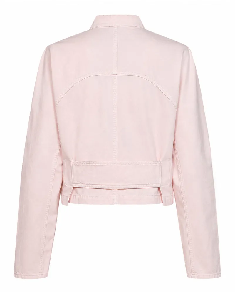 Alaïa Women's Jacket Rounded Pink Cotton Denim Bomber Pink
