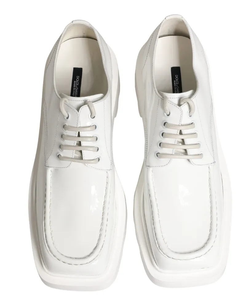 Dolce & Gabbana Men's White Leather Chunky Sole Derby Shoes White