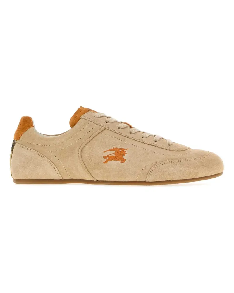 Burberry Men's Beige Suede Knight Runner Sneakers Flaxsilver Beige