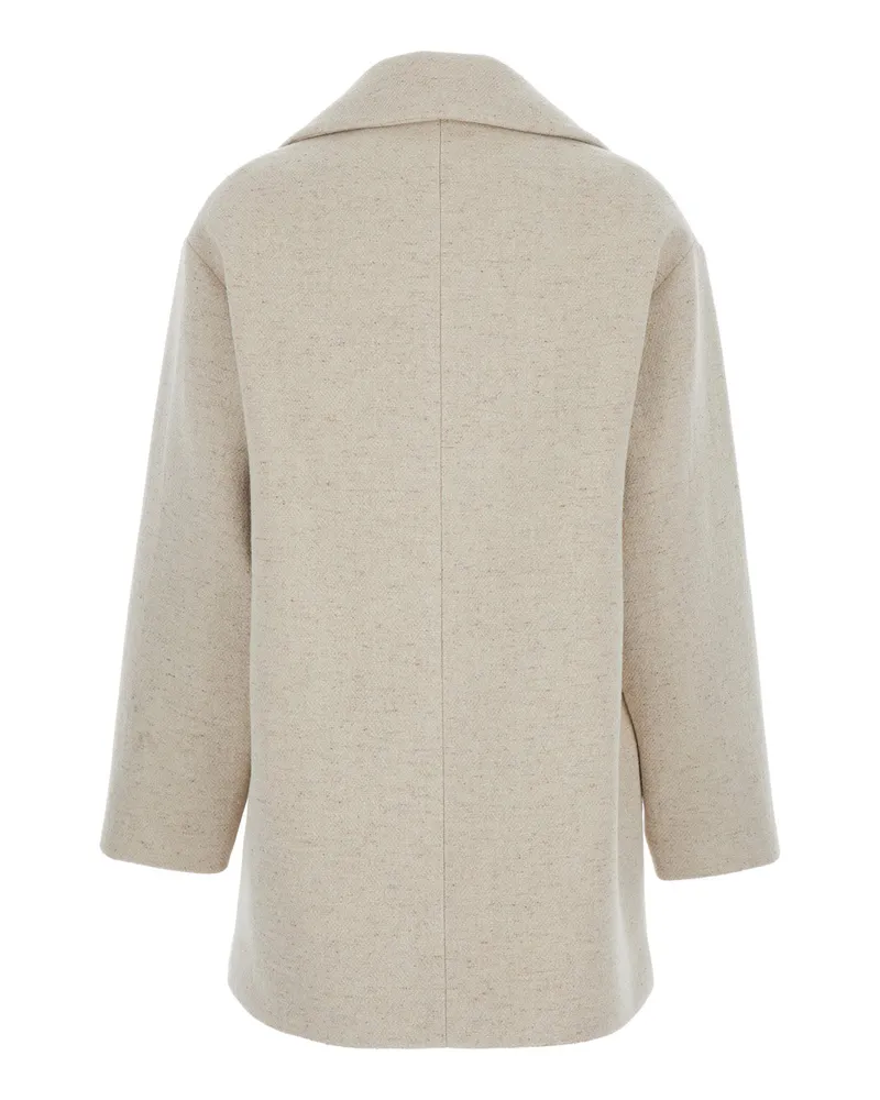 Elisabetta Franchi Women's White Coat With Wide Lapels Virgin Wool White