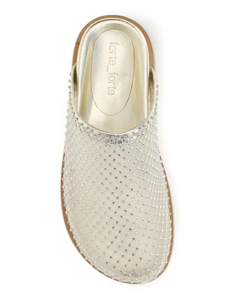 forte_forte Women's Sabot Mesh Platinum Upper: Fabric Sandal Silver