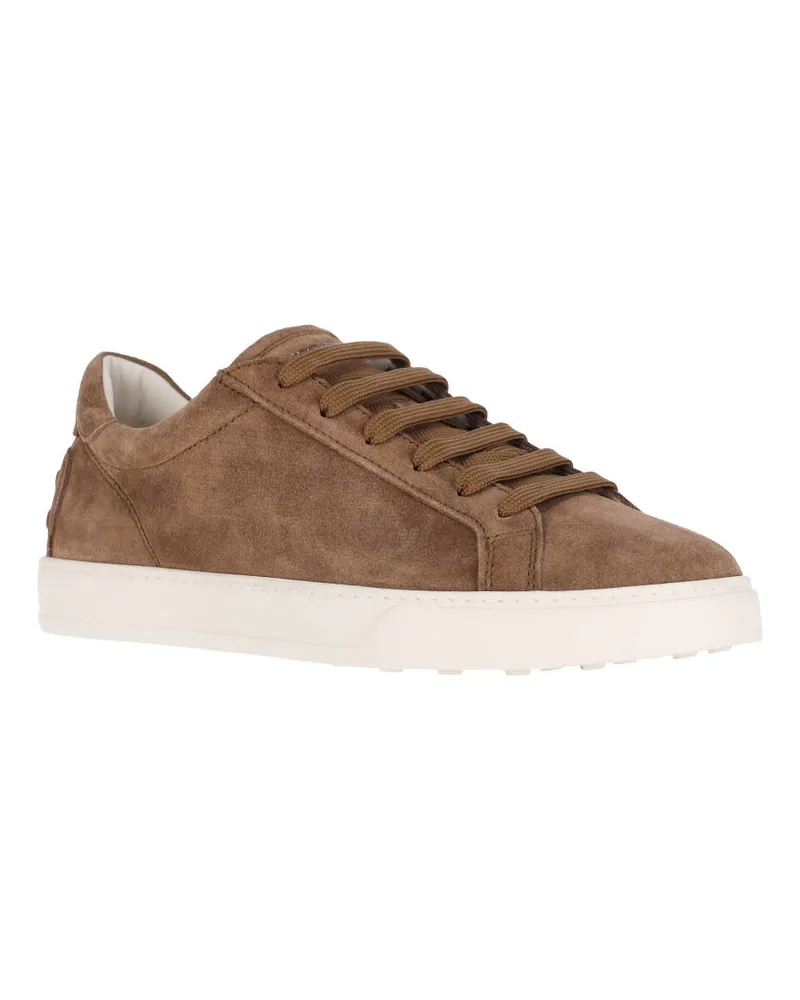 TOD'S Men's Suede Low-Top Sneaker Tan Calf Leather Tan