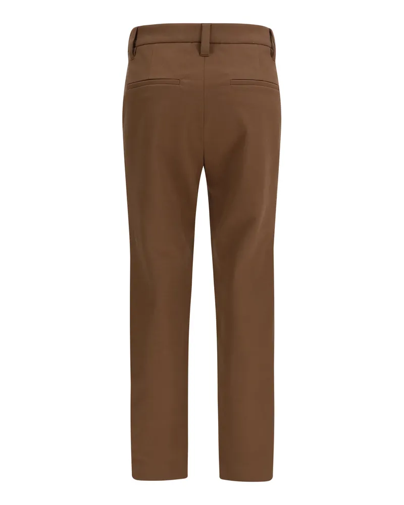 Brunello Cucinelli Straight-Leg Cotton Trousers — Brown Brown