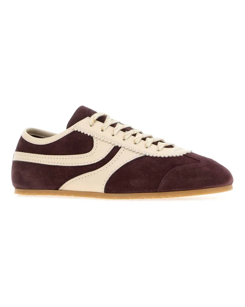 Dries van Noten Men's Two-Tone Suede And Leather Sneakers Darkpurple Purple
