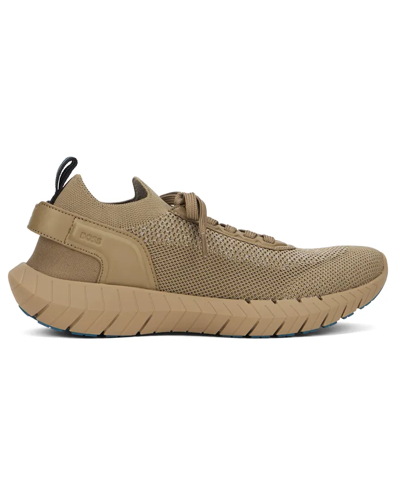 HUGO BOSS Men's Sneakers Motion Foam Open Beige Polyester Trainers Beige