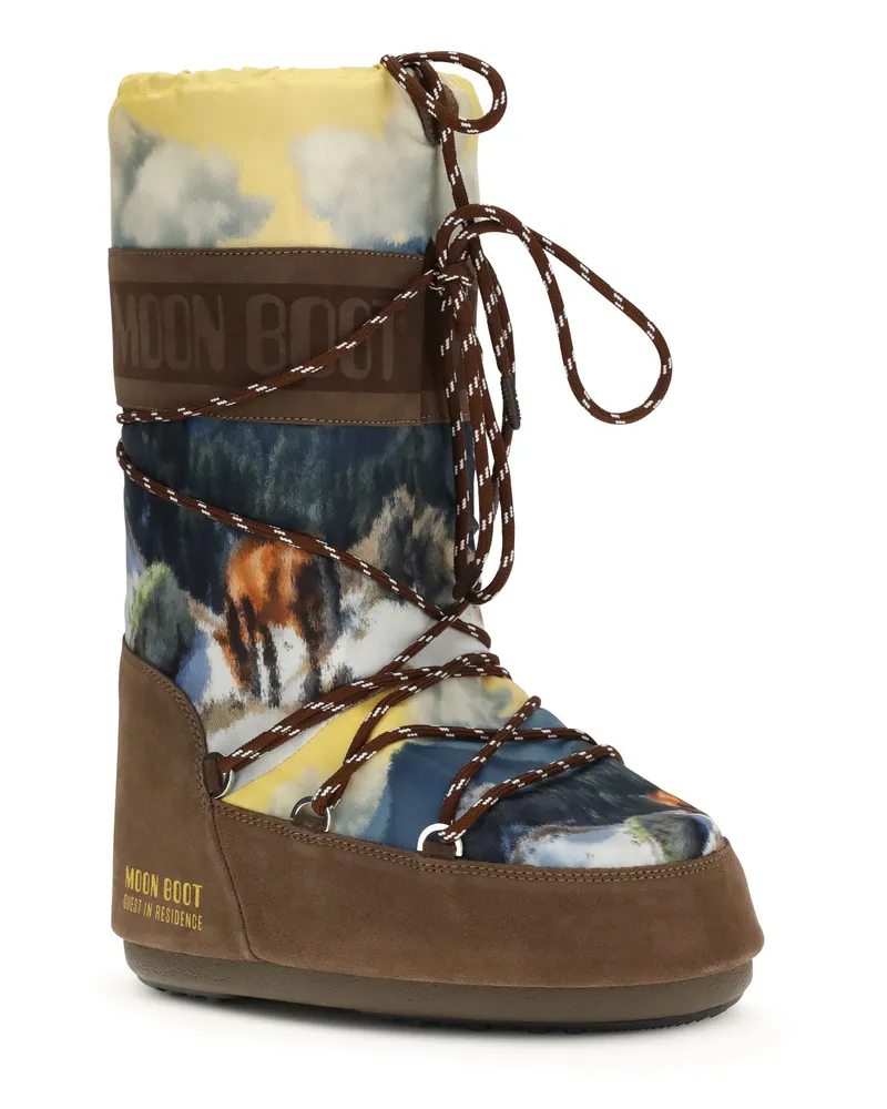 Moon Boot Women's X Guest Residence Print Cocoa Brown