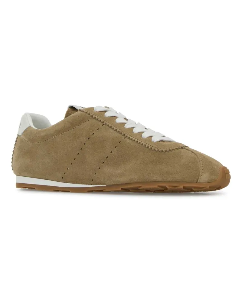 Miu Miu Women's Cappuccino Suede Plume Sneakers Deserto Calfleather Beige