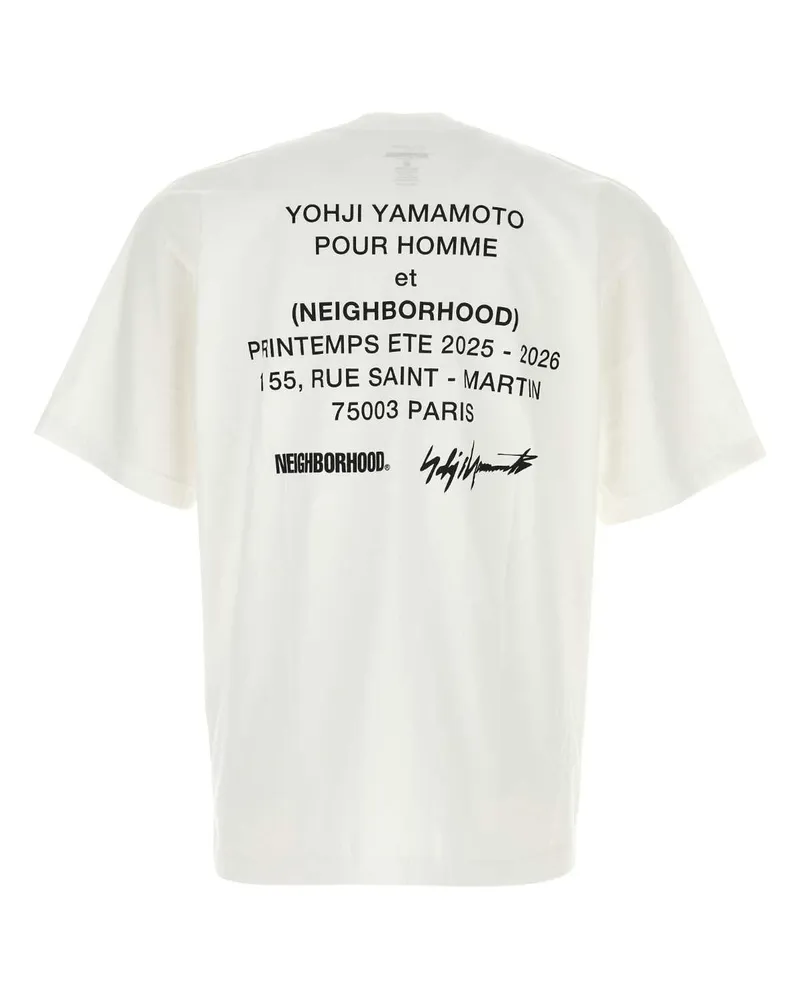 Yohji Yamamoto Men's White Cotton  X Neighborhood T-Shirt Grey Exterior White
