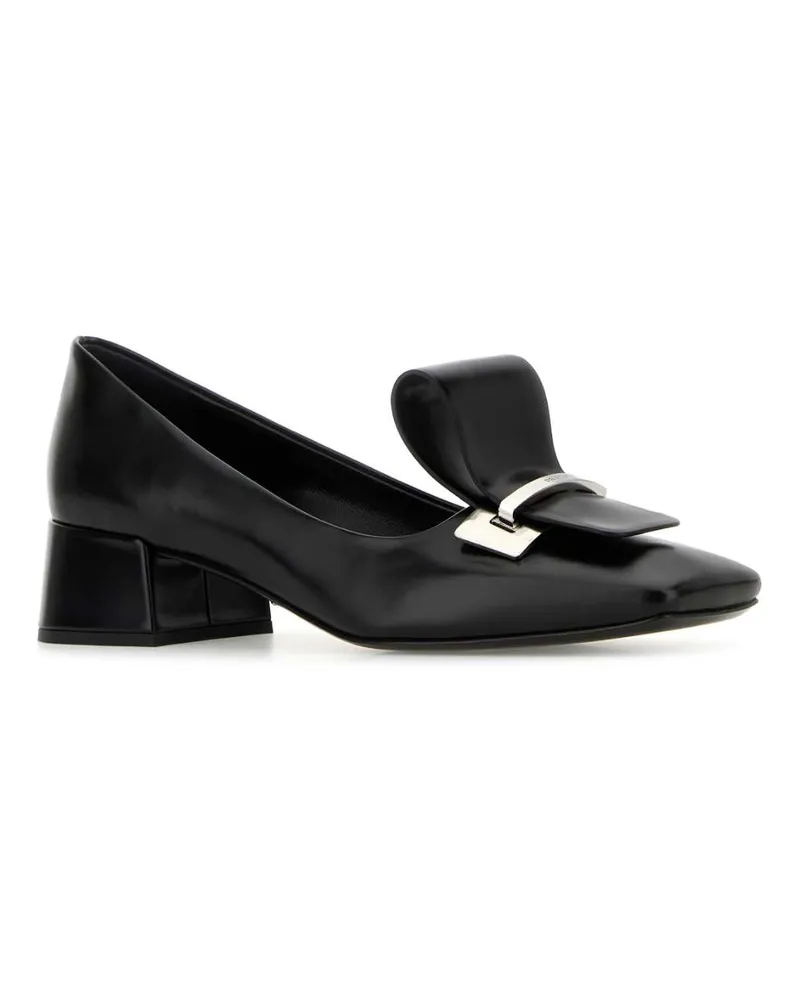 Prada Women's Black Leather Pumps Nero Vitello Scarpe Con Tacco High Heel Shoes Black