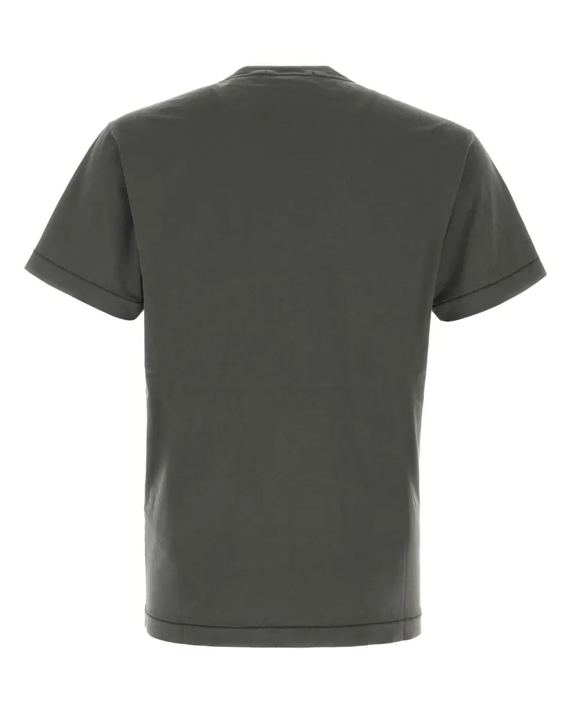 Stone Island Men's Charcoal Cotton T-Shirt Grey Exterior Exterior: T-shirts And Polos Gray