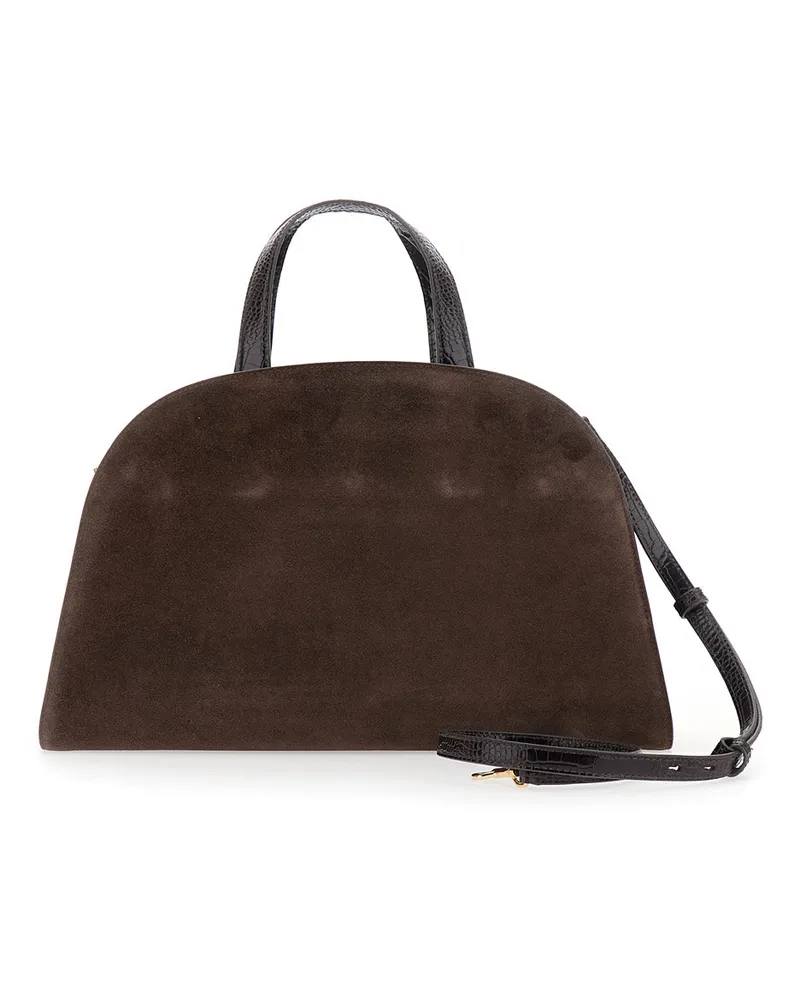 Tory Burch Women's Tote Bag Romy Brown Leather Calf Handbags Hand Brown